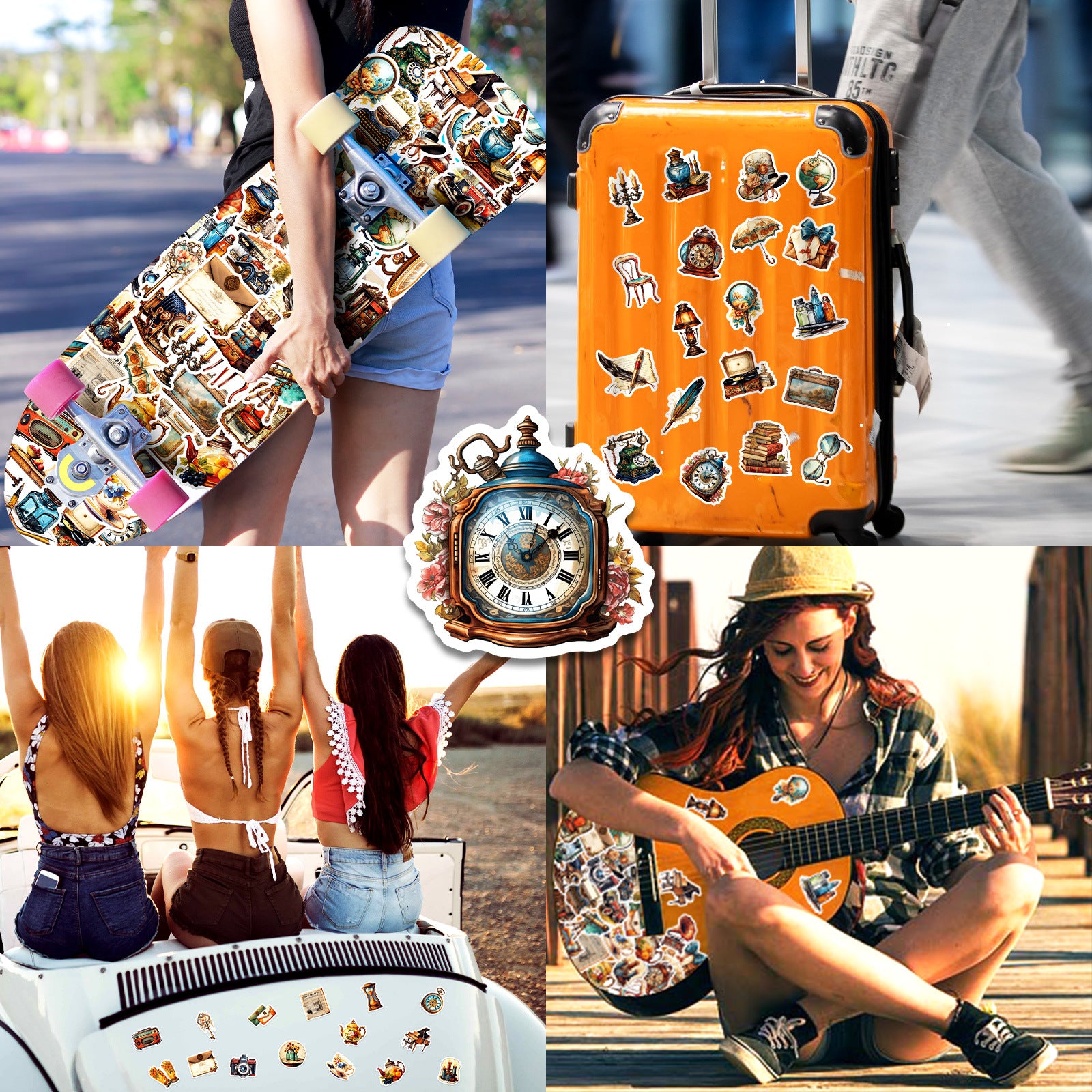 Wholesale 50pcs Time Travel Retro Stickers Medieval Retro Posters Notebook Stickers