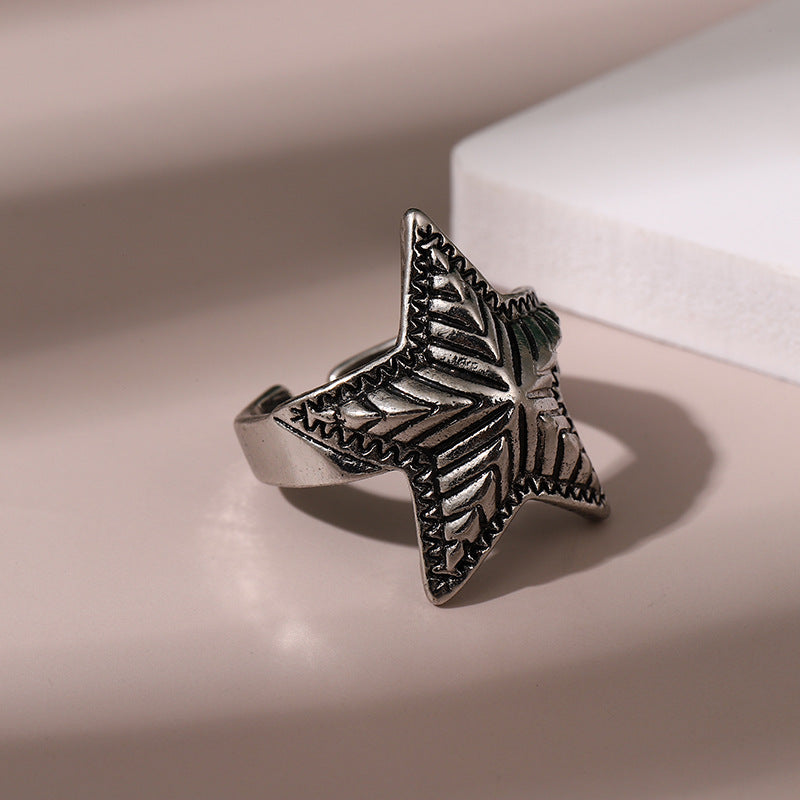 Wholesale Vintage Five-pointed Star Open Alloy Ring