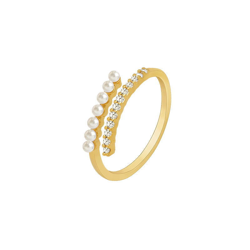 Wholesale Pearl and Diamond Niche Design Open Ring