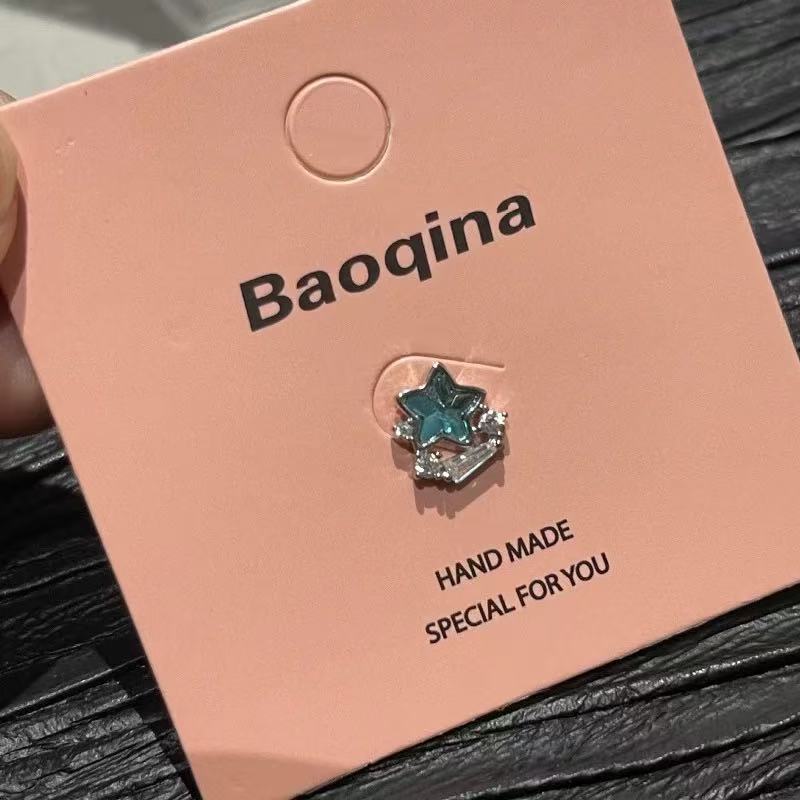 Wholesale Sweet and dreamy blue star sparkling diamond earrings