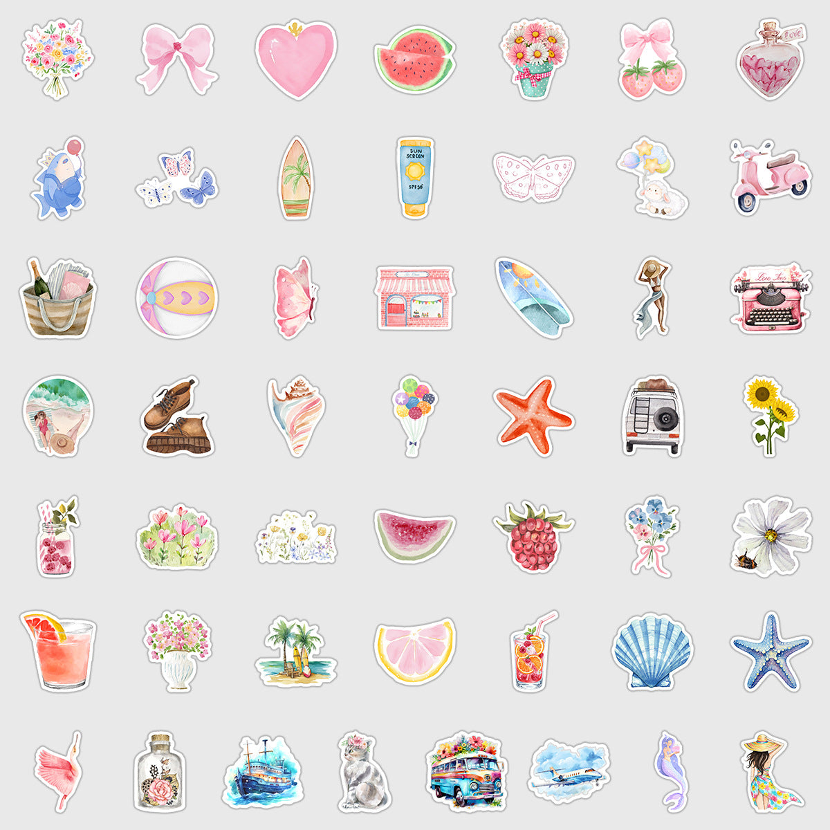 Wholesale 50pcs cute watercolor diary doodle stickers