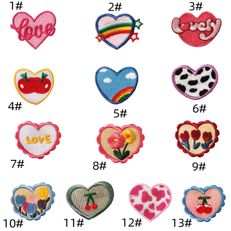 Wholesale Cartoon Heart Fabric Embroidery Patch