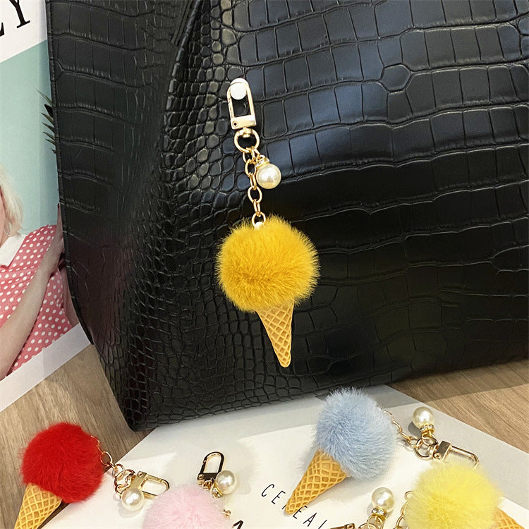 Wholesale Pearl Ice Cream Keychain Plush Car Keychain