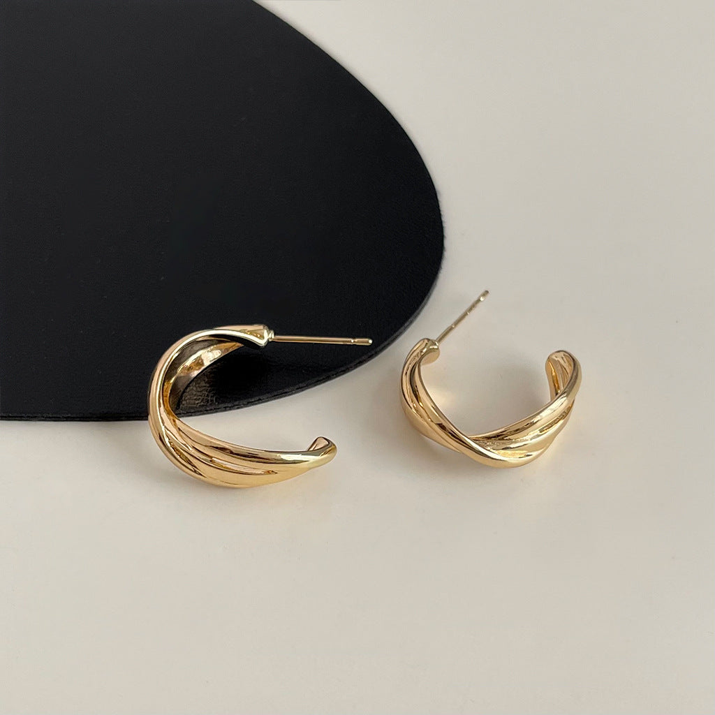 Wholesale Retro geometric metallic irregular earrings