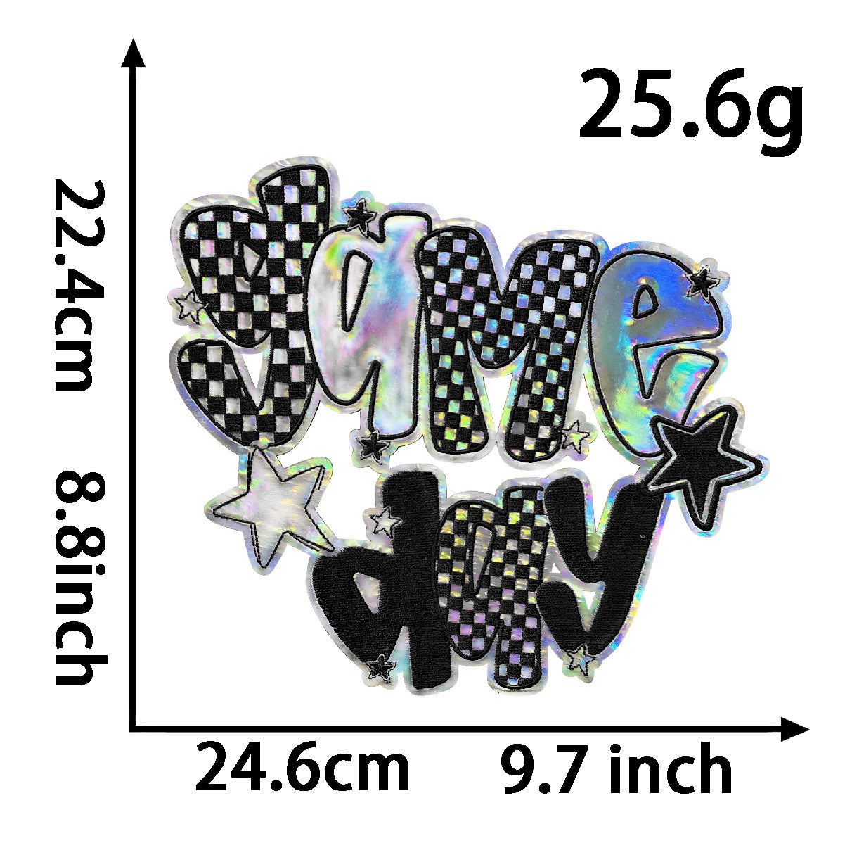 Wholesale Boutique Large Triangular Game Day Glitter Embroidered Patch Orange Iron On DIY Applique Fashion Accessory