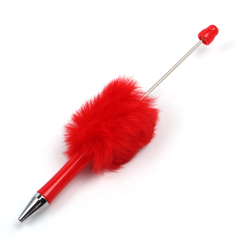 Wholesale 5pcs Creative DIY Plush Multi colored Ball Beads Plastic Rotating Ballpoint Pen