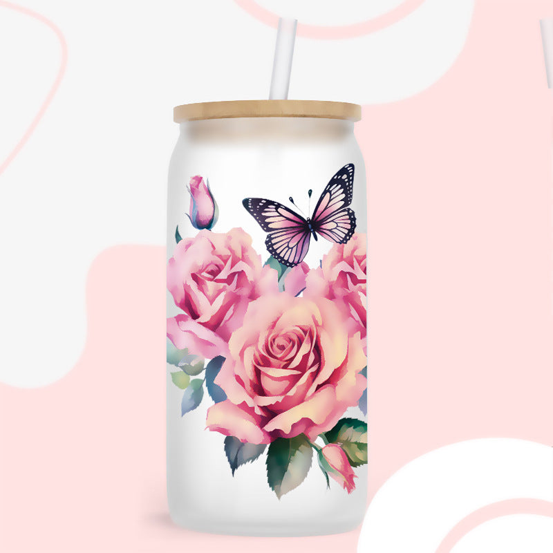 Wholesale UV transfer sticker for glass cups crystal label crystal sticker 16OZ UV DTF WRAPS