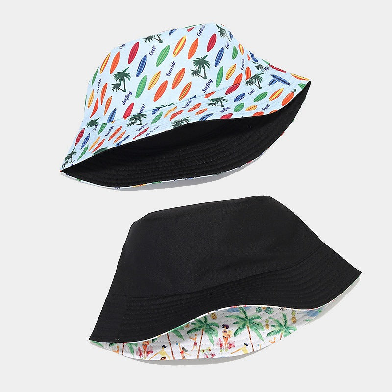 Sombrero de cubo reversible de patrón de palma de algodón al por mayor