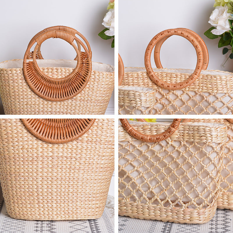 Wholesale Grass Woven Moon Style Handmade Bags