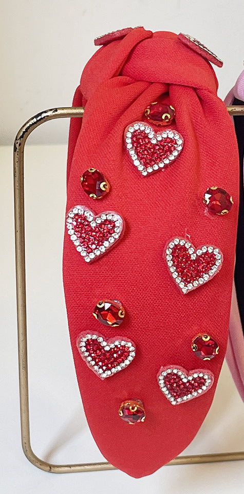 Wholesale Valentine's Day rhinestone love knot hairband