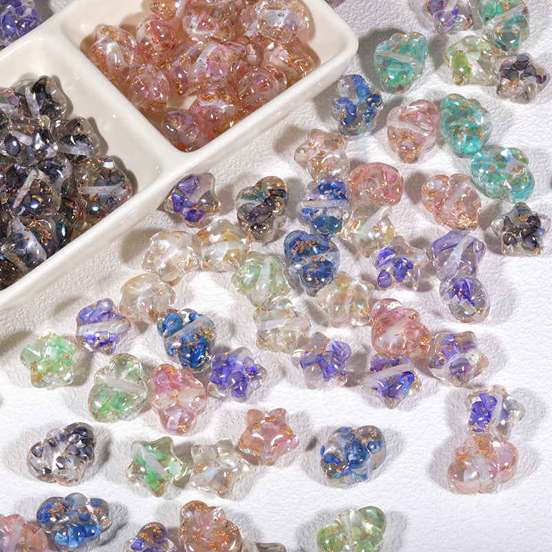 Wholesale Transparent colorful shell five-pointed star cloud through-hole beads