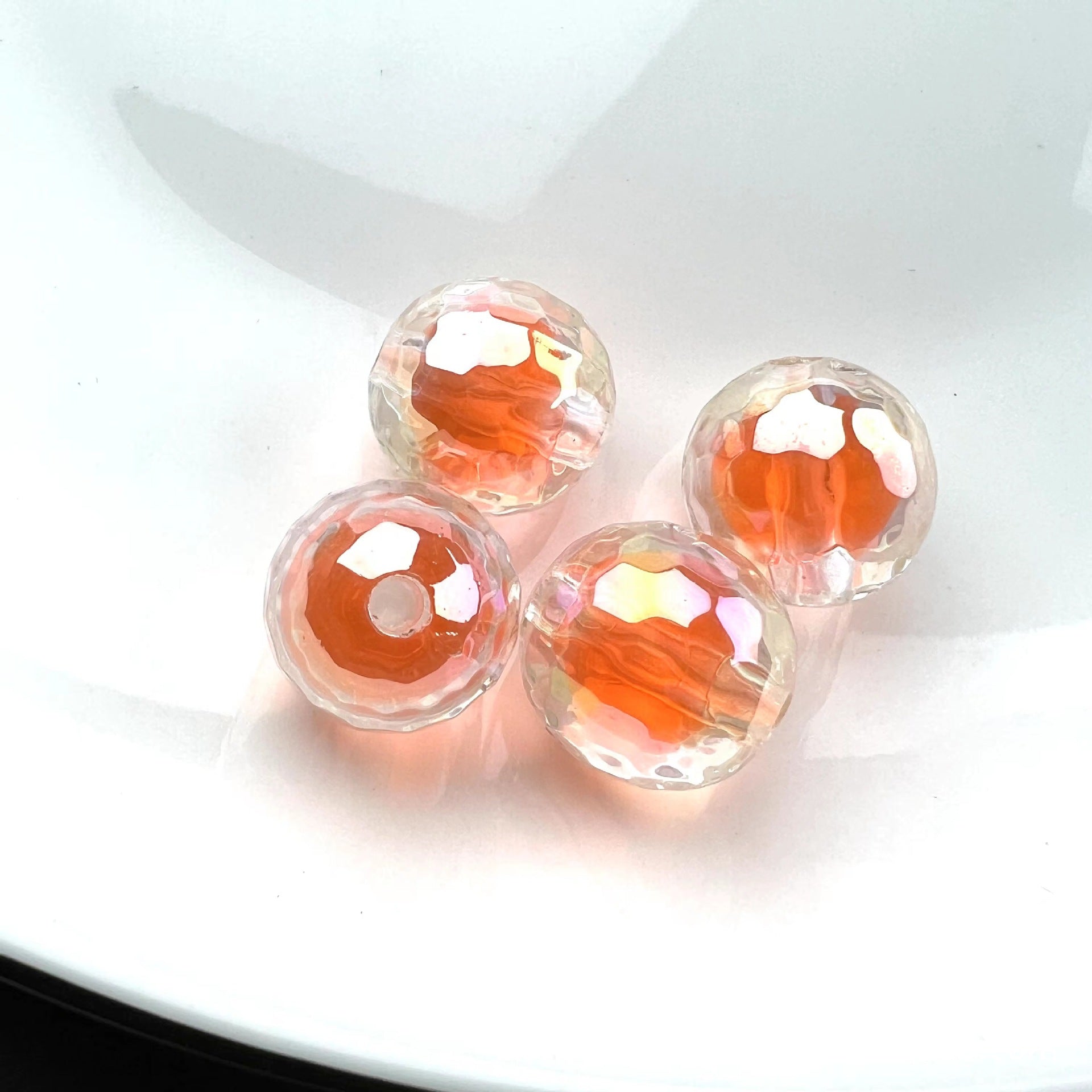 Wholesale 200PCS/PACK Acrylic Color Plated Straight Hole Faceted DIY Beads