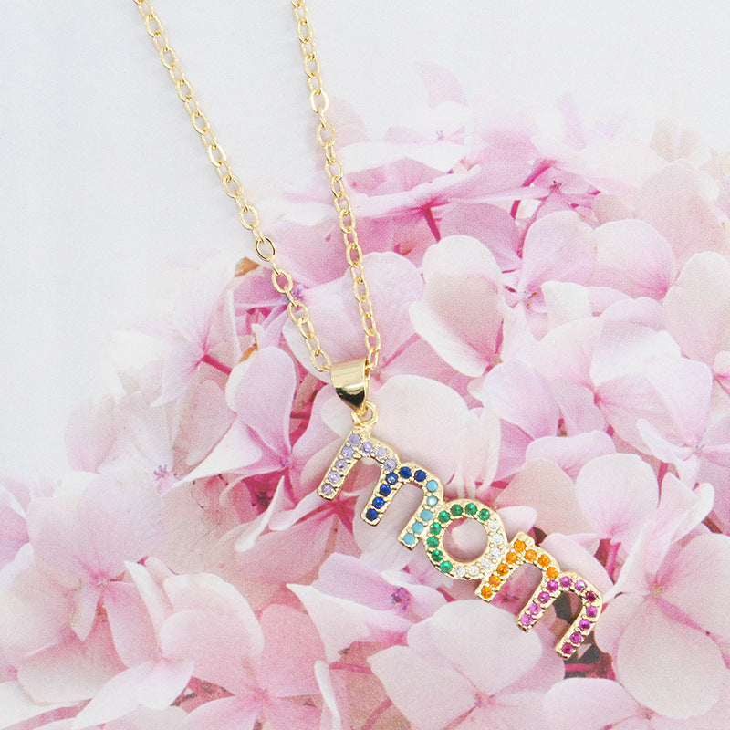 Wholesale Mother's Day Gift mom Alphabet Alloy Clavicle Necklaces