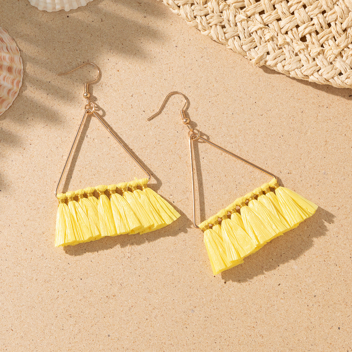 Wholesale Bohemian Tassel Braided Raffia Earrings