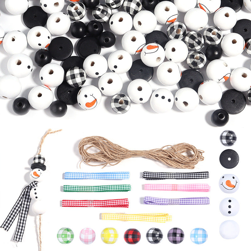 Wholesale Christmas Themed DIY Wooden Beaded Hemp Rope Set