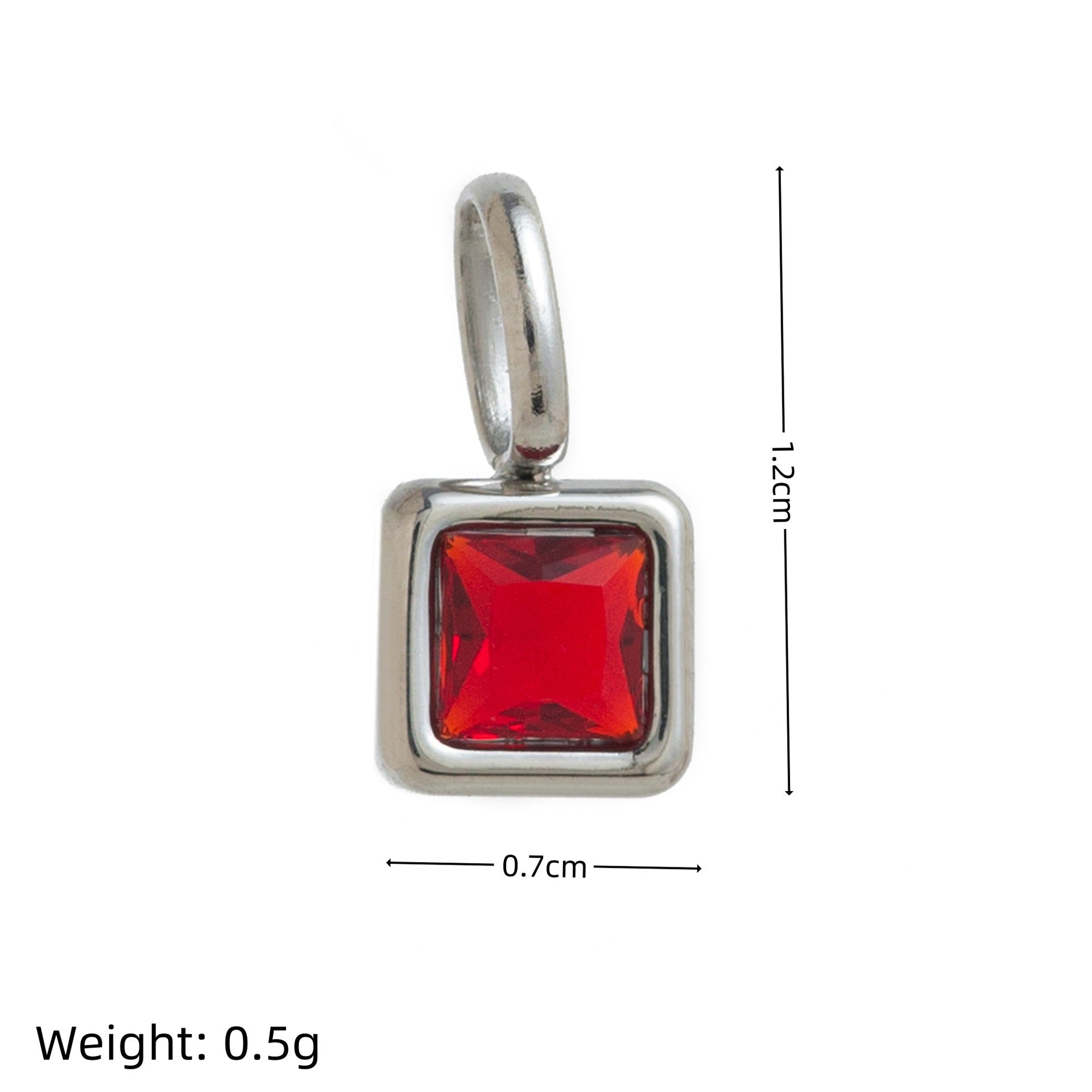Wholesale Titanium Steel Geometric 12 Birthstone Colorful Zircon Pendant Necklace DIY Jewelry Accessory Gift For Women