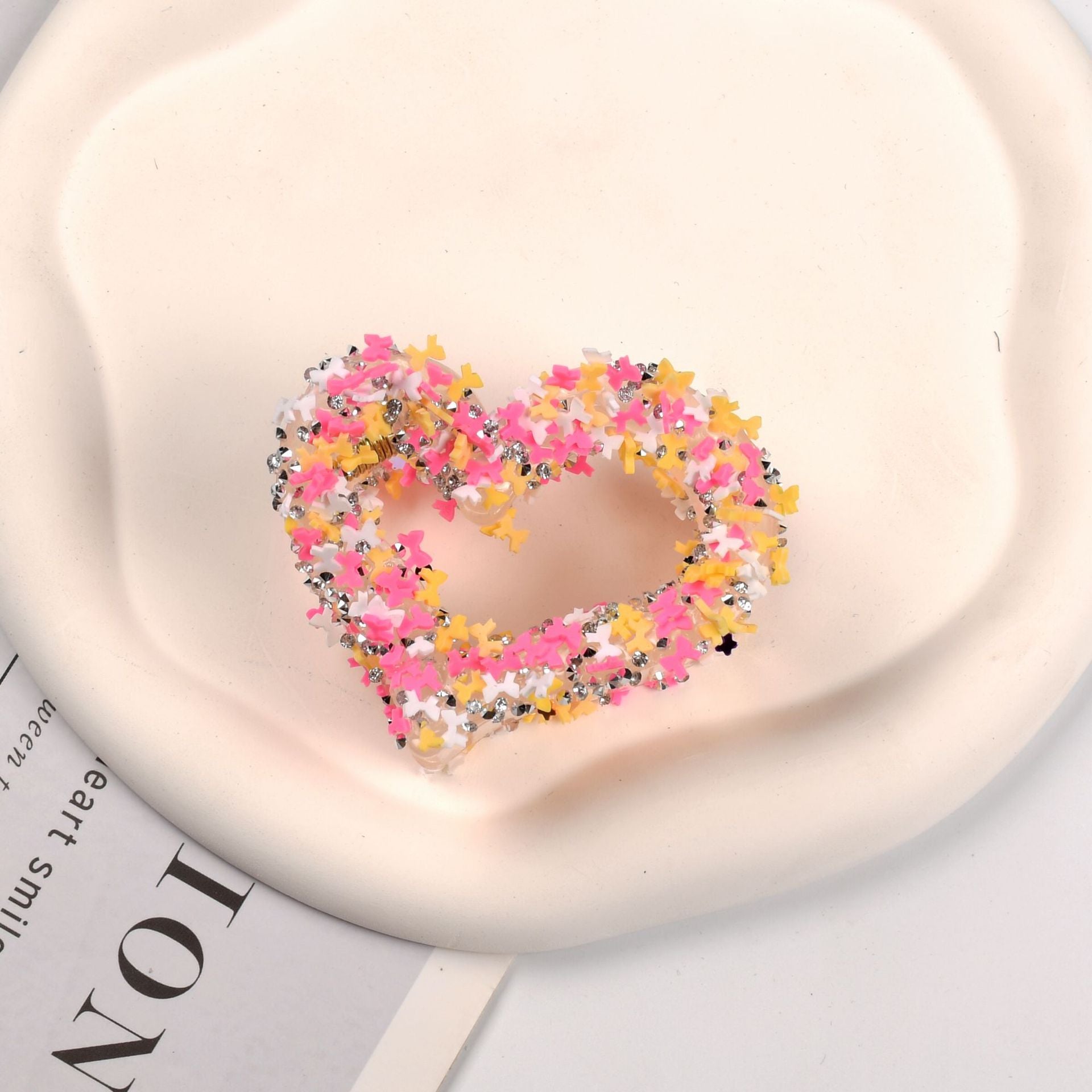 Wholesale jelly water fat love ponytail clip fashion sweet hairpin Valentine's Day heart sparkling heart clip