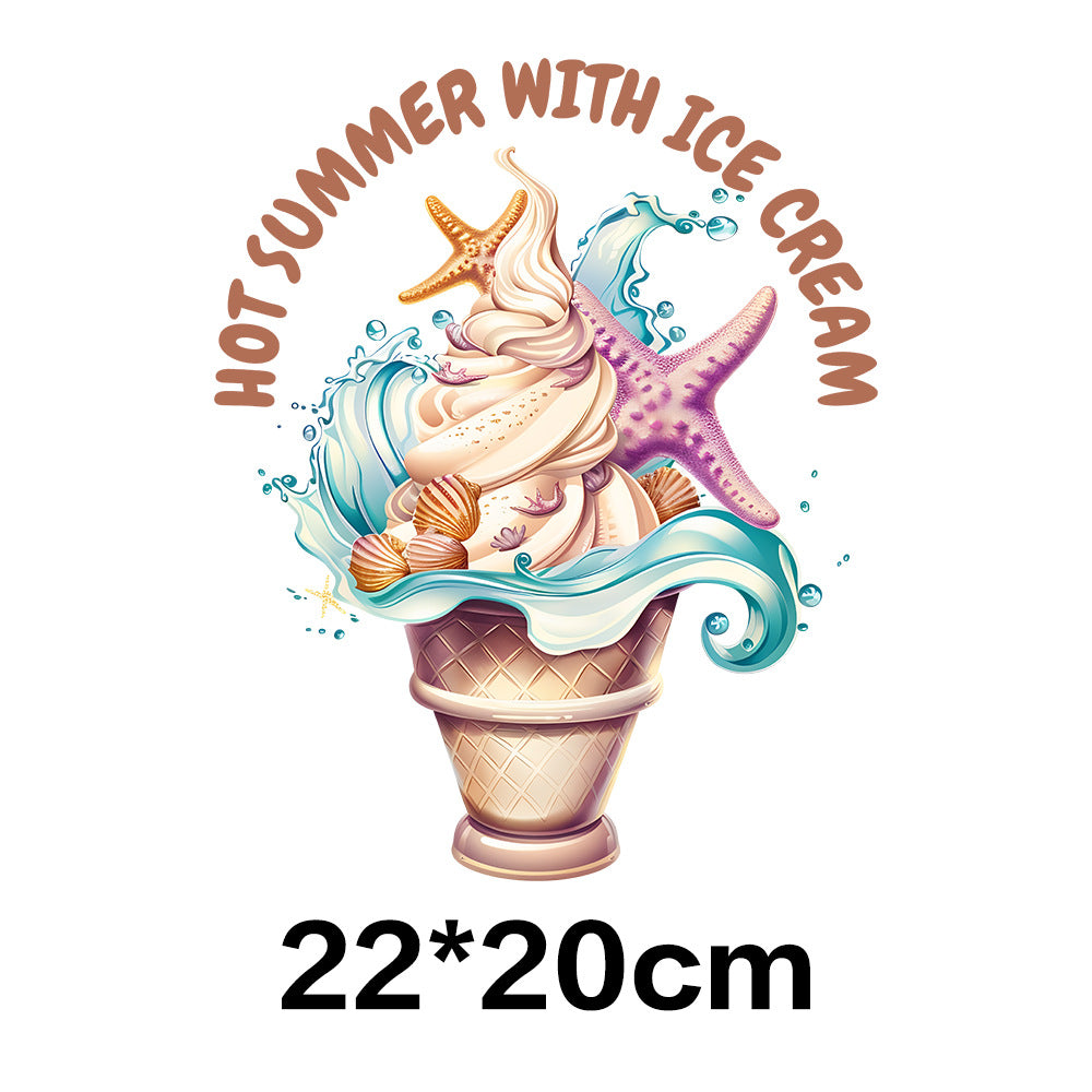 Wholesale 10pcs Summer Tropical Ice Cream UV DTF Ready to Press Transfers Wraps