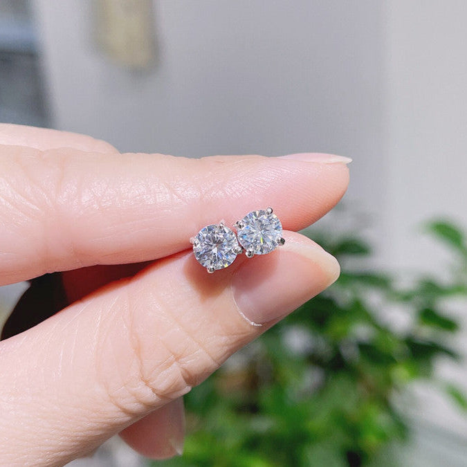 Wholesale Colored zircon four  prong stud earrings