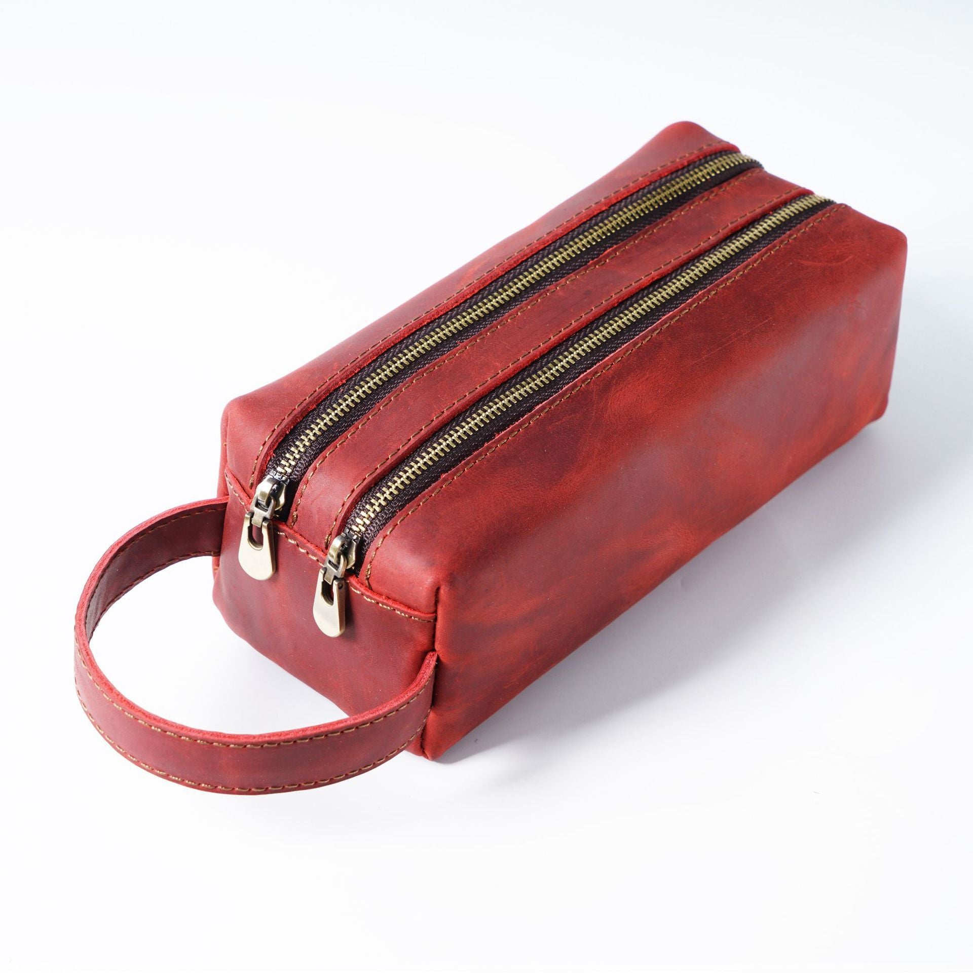 Wholesale Leather Simple Large -capacity Creative Double -layer Zipper Bag