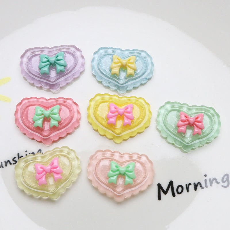 Wholesale 10pcs Pearlescent Love Resin Accessories DIY Cream Glue Handmade FlatBack