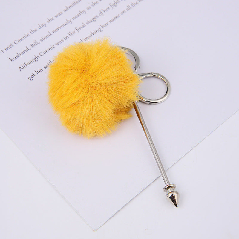Wholesale DIY wool ball rivet keychain creative cute plush pendant luggage accessories keychain