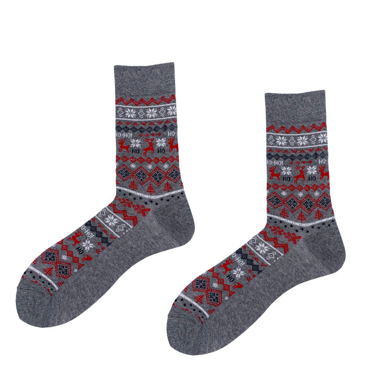Wholesale Autumn Christmas Tree Elk Middle Tube Cotton Socks
