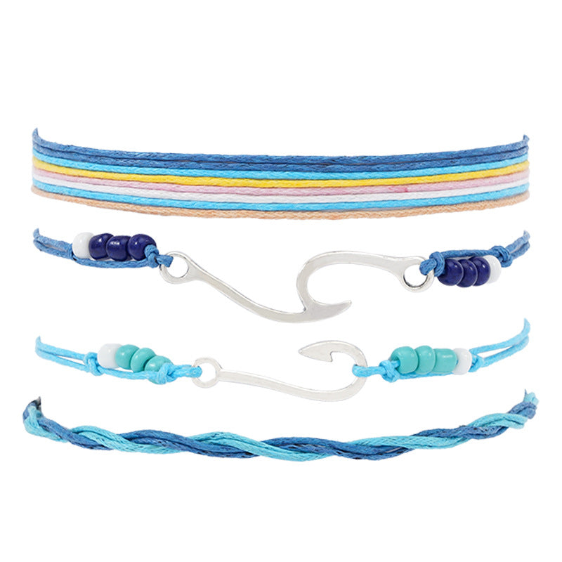 Wholesale Handwoven Turtle Wave Sunflower Chrysanthemum Alloy Bracelet