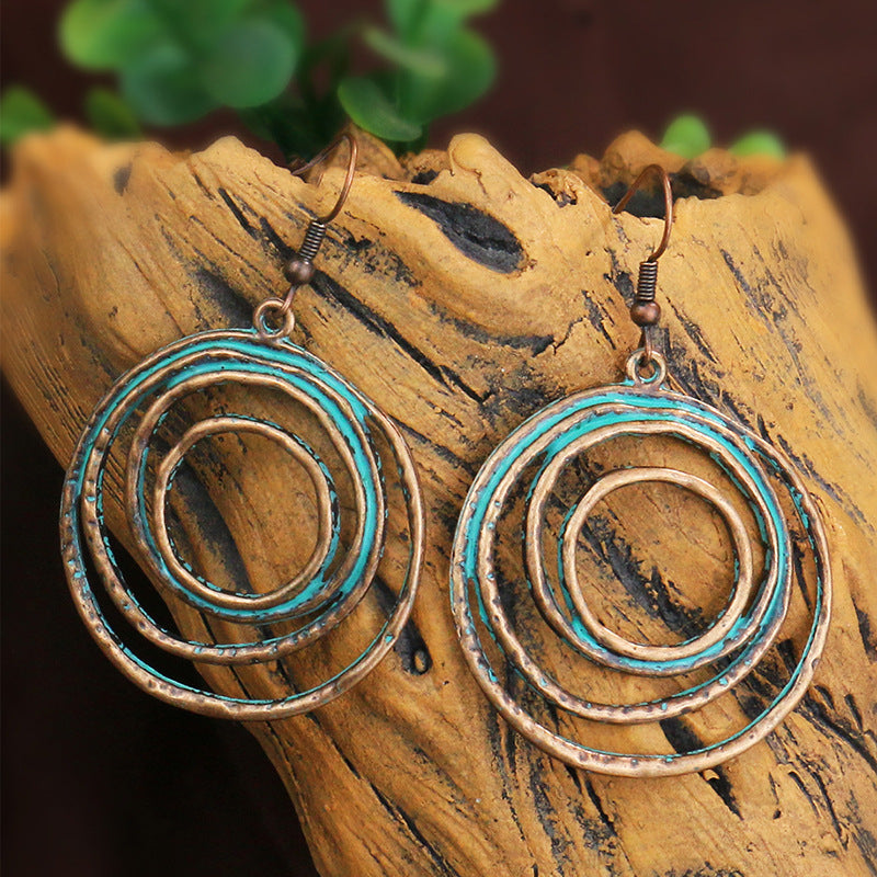 Wholesale Popular Retro Bohemian Geometric Alloy Exaggerated Earrings