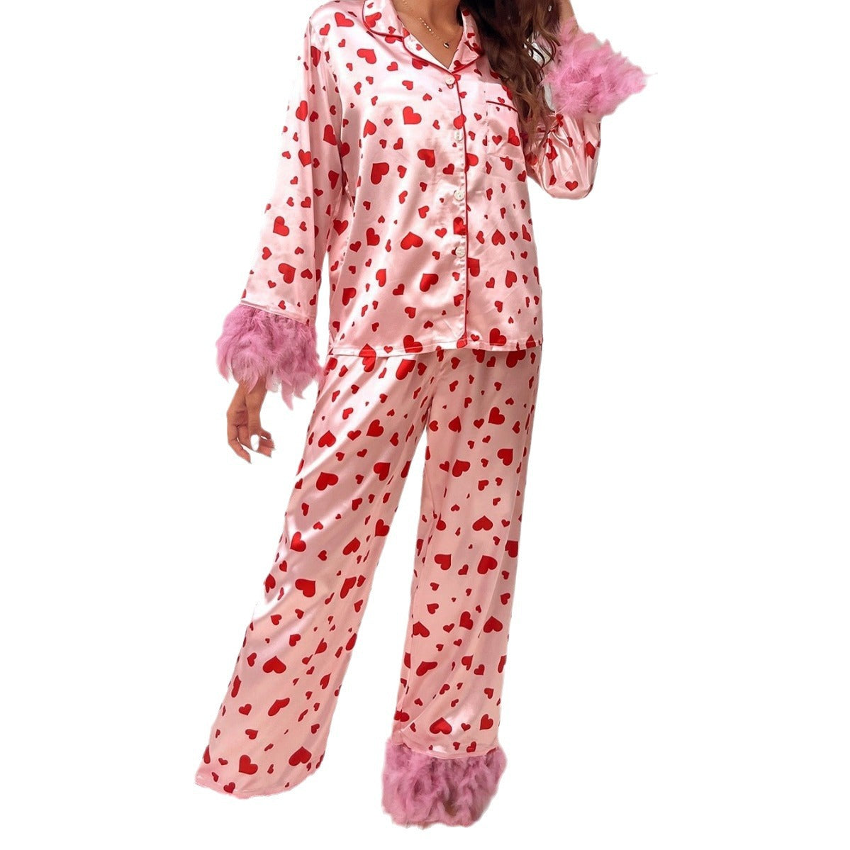 Wholesale Valentine's Day Cotton Polyester Love Printed Casual Set Pajamas