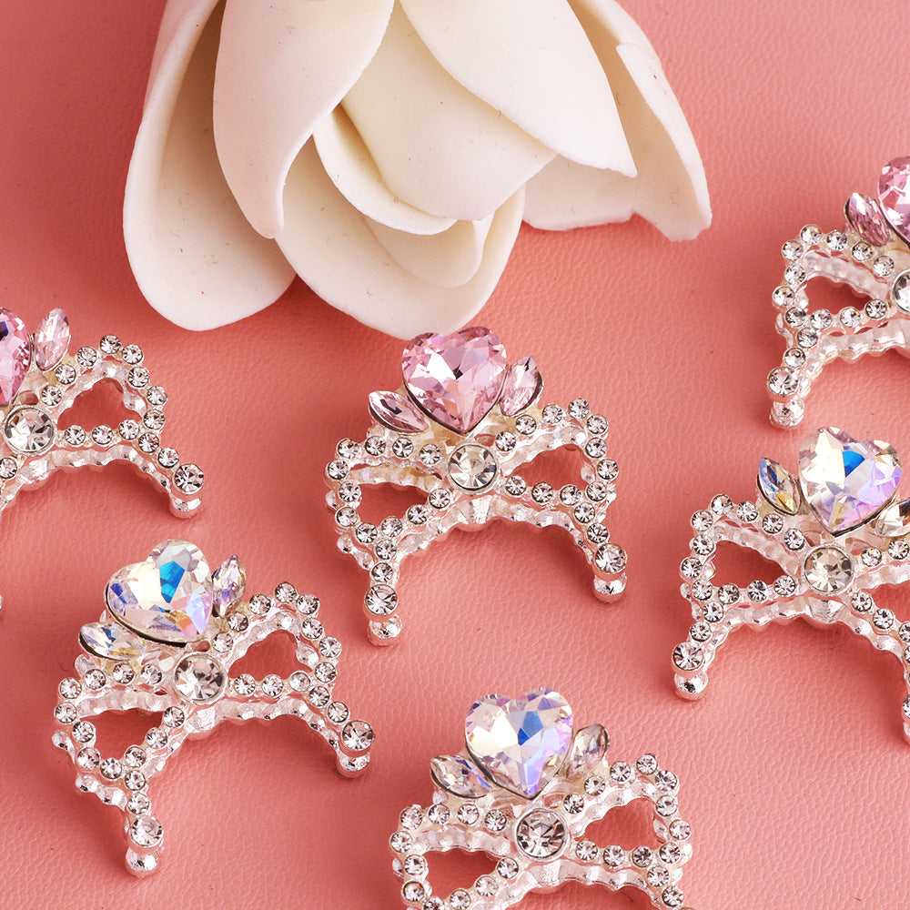 Wholesale 5pcs/pack Alloy crystal crown diamond ball four-way hole beads DIY  accessories