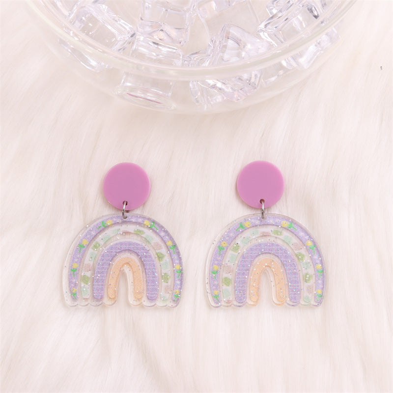 Wholesale Rainbow Fragmented Acrylic Earrings