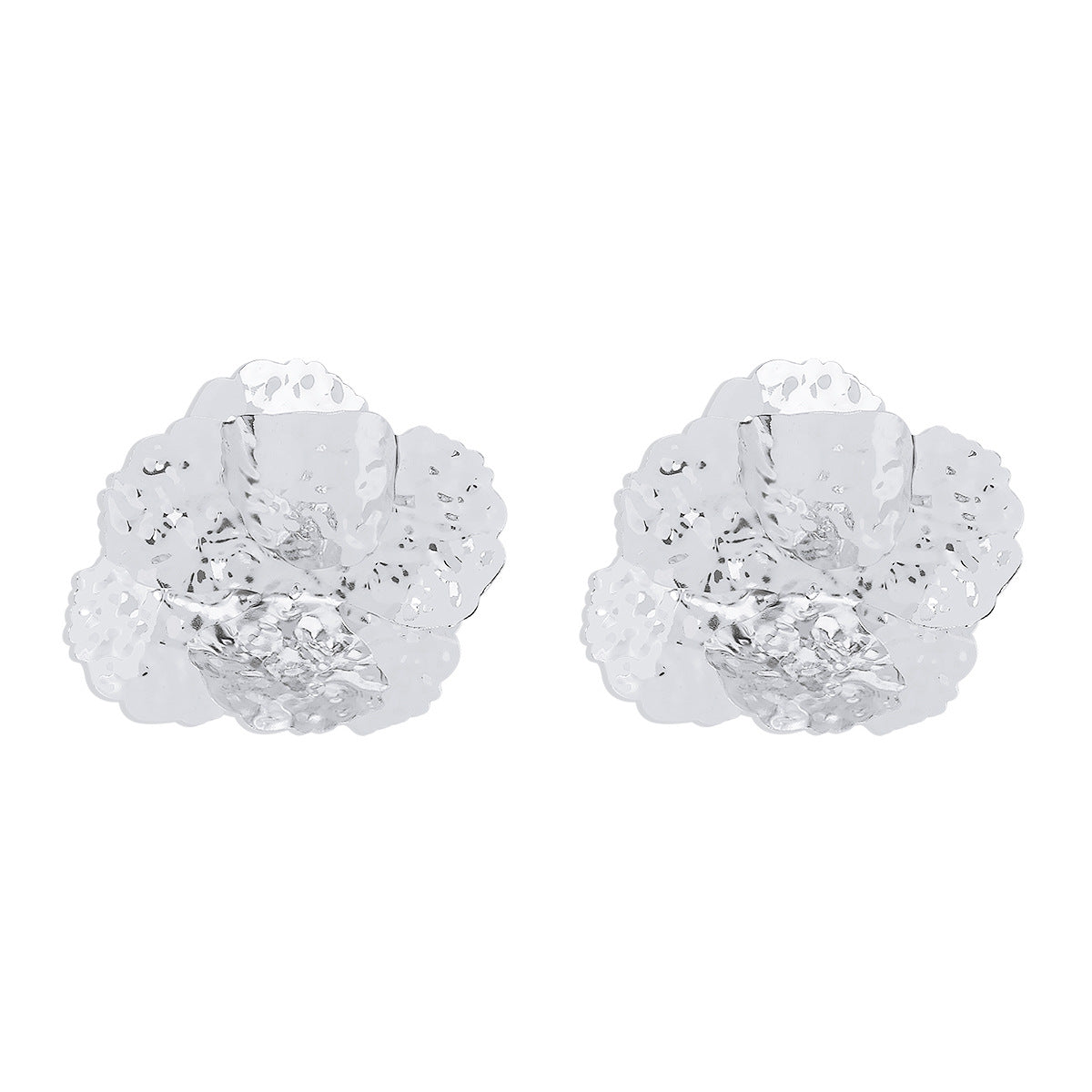 Wholesale Retro Exaggerated Three-dimensional Concave and Convex Texture Flower Earrings