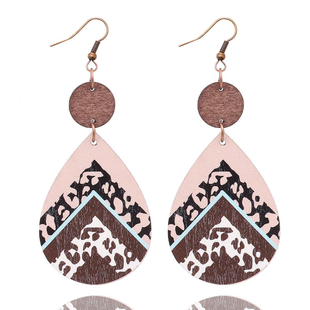 Wholesale Vintage Western Wood Print Leopard Leaf Pattern Earrings