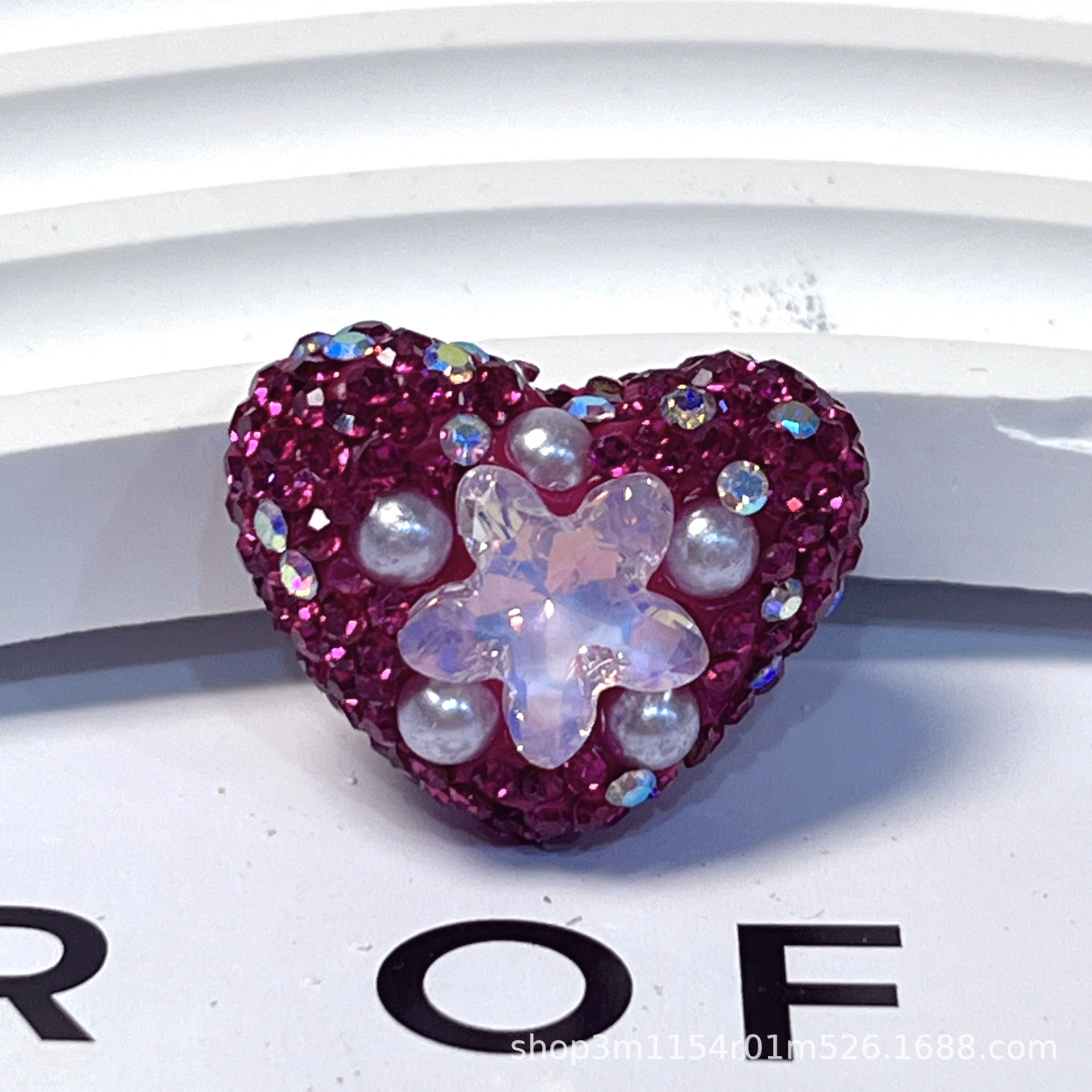 Wholesale 10pcs Double sided diamond inlaid colored soft ceramic straight hole beads