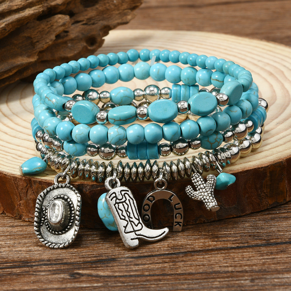 Wholesale Turquoise bead bracelet   Layered Bracelet Set