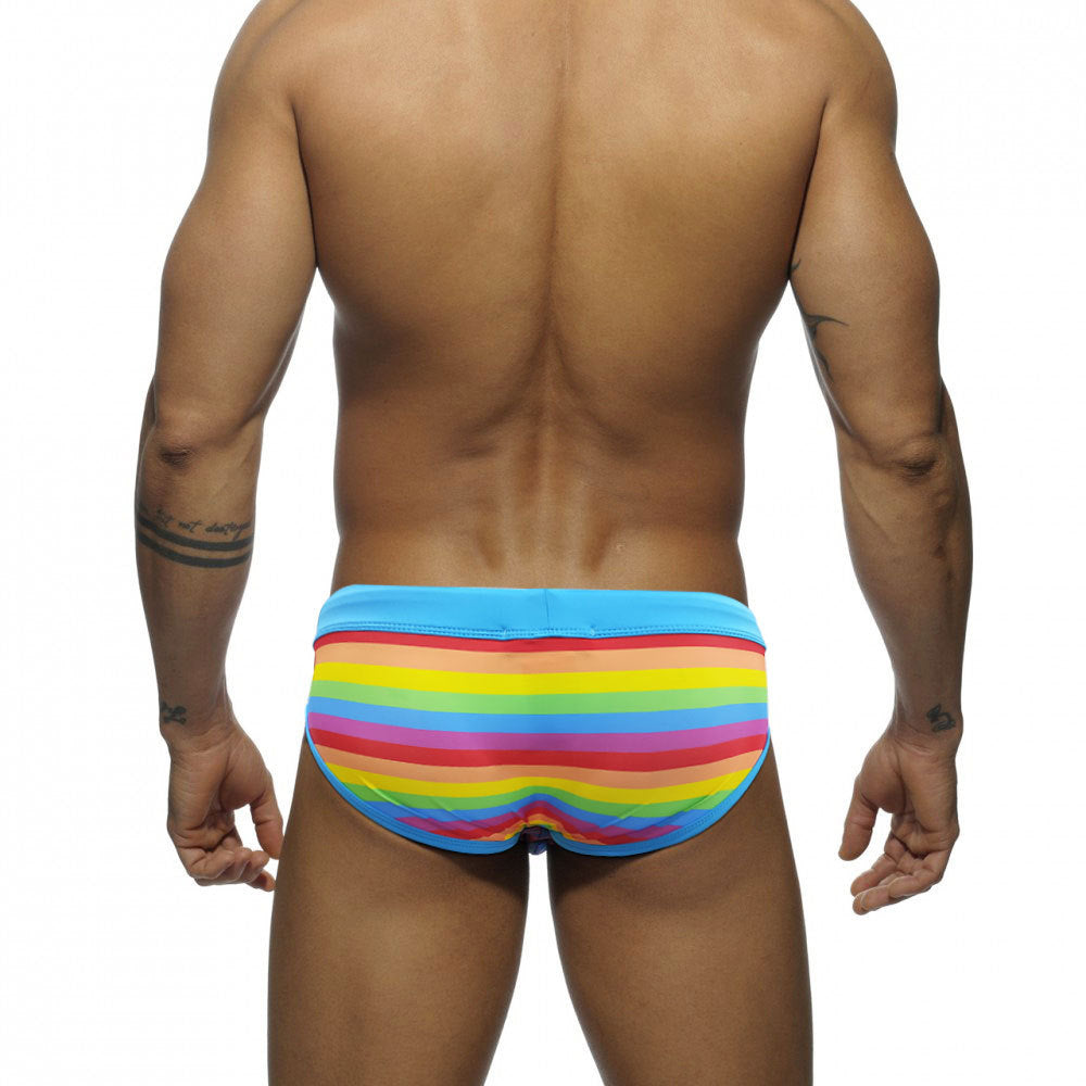 Wholesale Men's Rainbow Stripe Swimwear Briefs