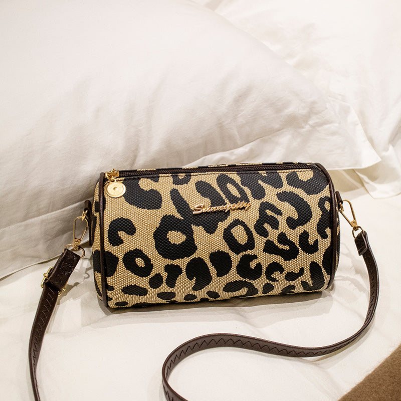 Wholesale PU Leopard Print Cylinder Bag