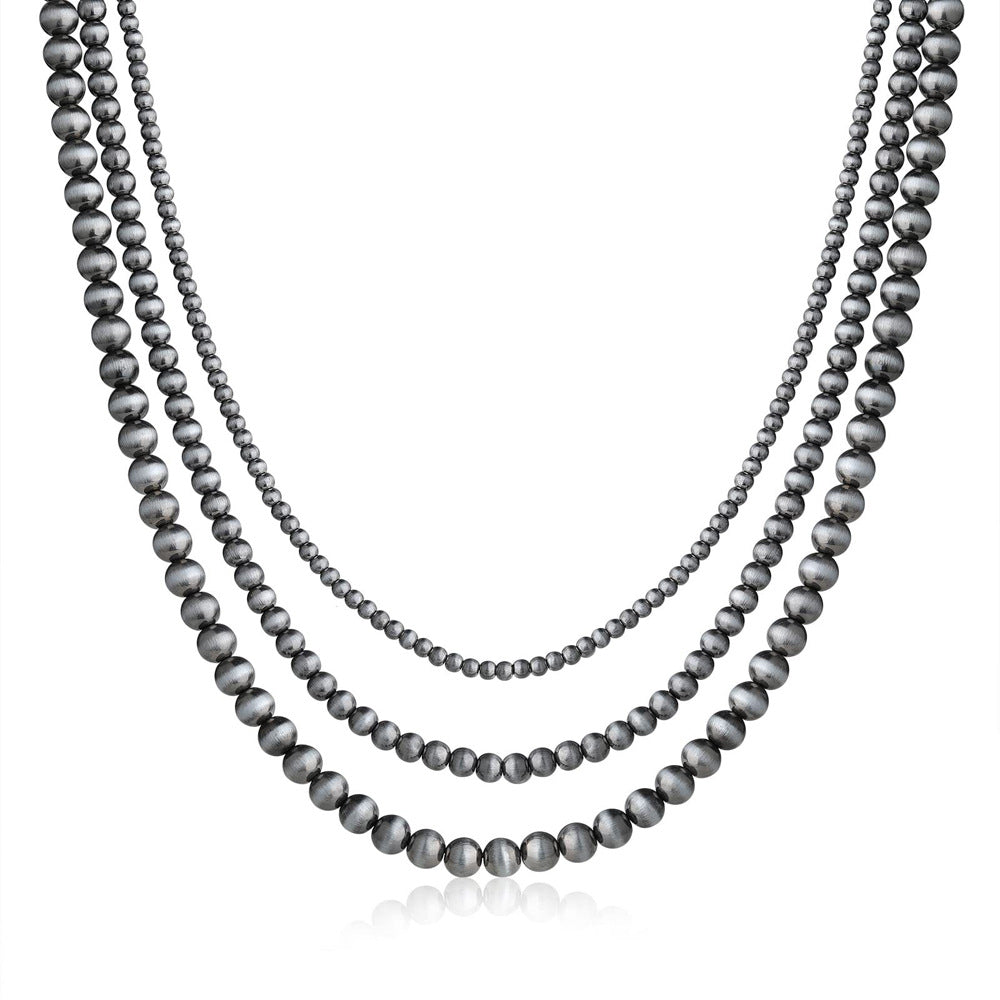 Wholesale Navajo Antique Brushed Pewter Bead Western Necklace