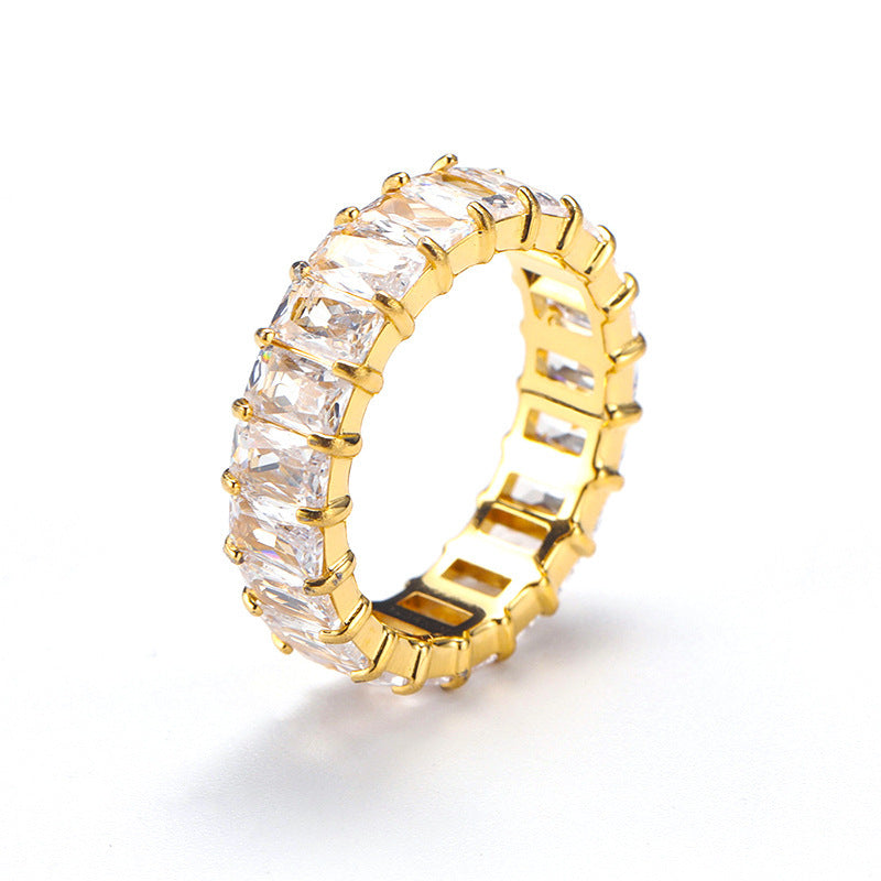 Wholesale Diamond-encrusted Light Luxury Colored Diamond Titanium Steel Women’s Rings