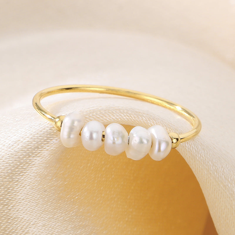 Wholesale Freshwater pearl metal round fine Stainless Steel Rings