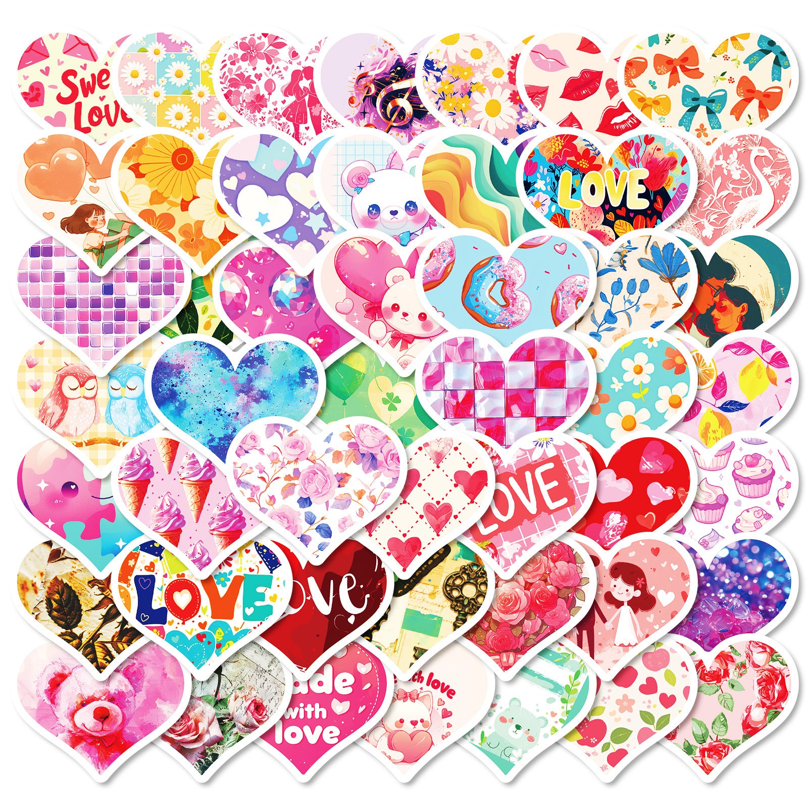 Wholesale 50pcs Cartoon Valentine' s Day Love Graffiti Stickers