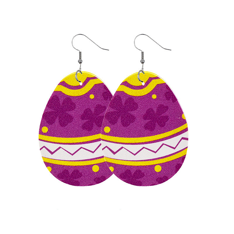 Wholesale Easter Bunny Egg Leather Earrings