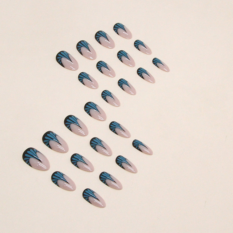 Wholesale Round Toe Lake Blue Fishtail Water Drip Nail Stickers