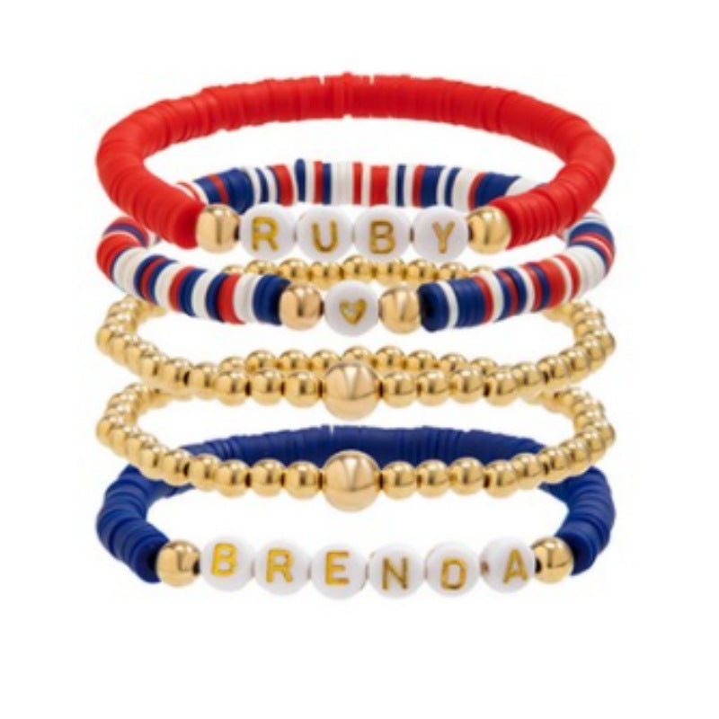 Wholesale Independence Day Shield Flag Soft Ceramic Letter Bracelet