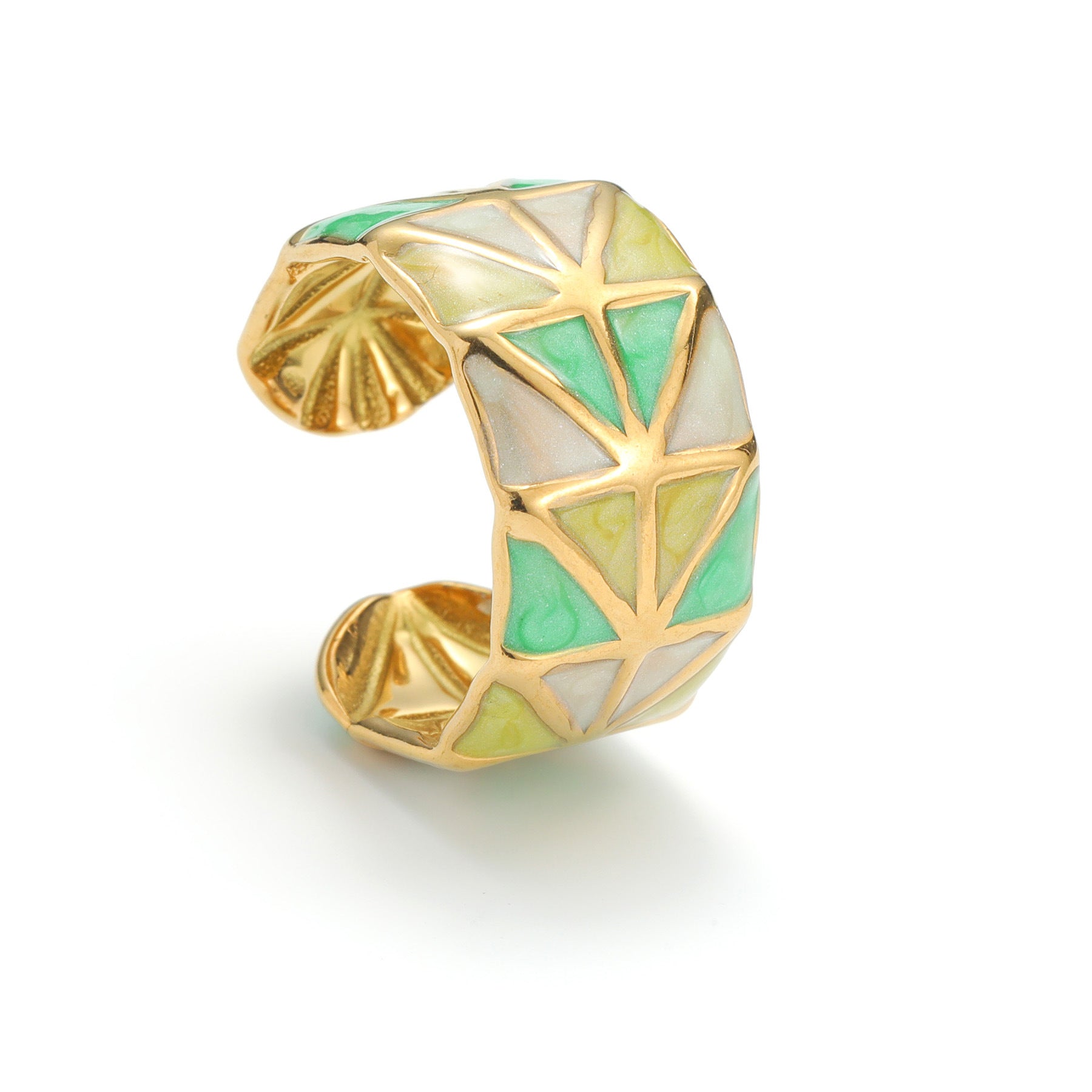 Wholesale Stainless Steel Spliced Triangle Drop Oil Ring Open Adjustable Women S Fashion Jewelry