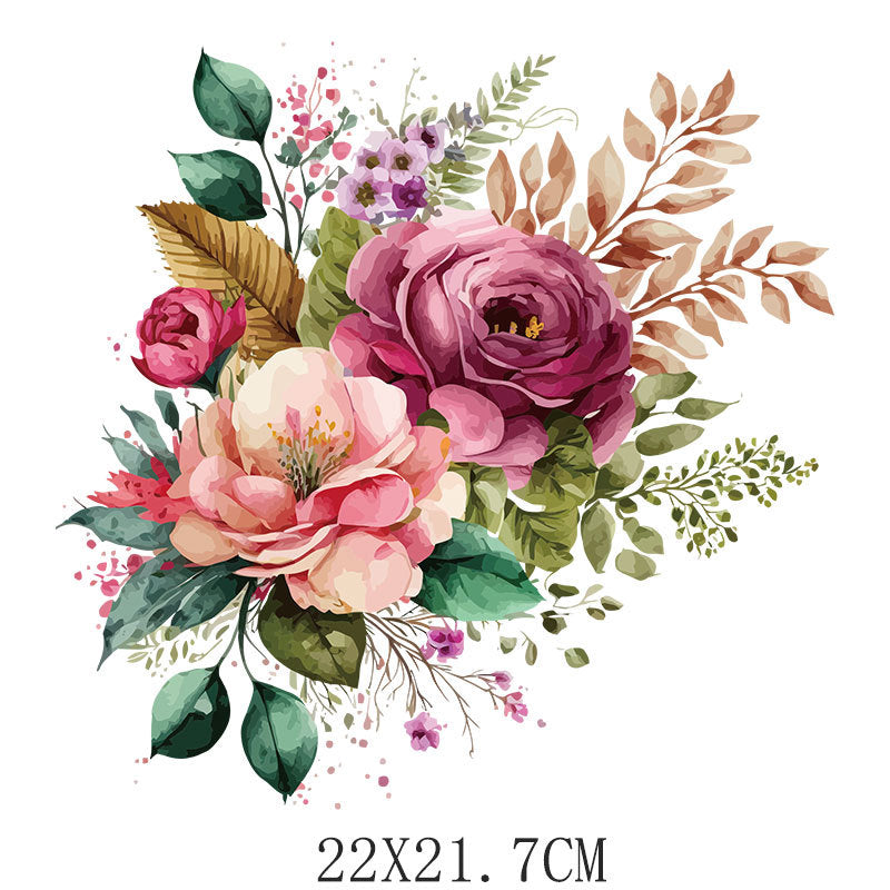 Wholesale 10pcs/pack Watercolor floral heat transfer appliqué clothing UV DTF Ready to Press Transfers Wraps