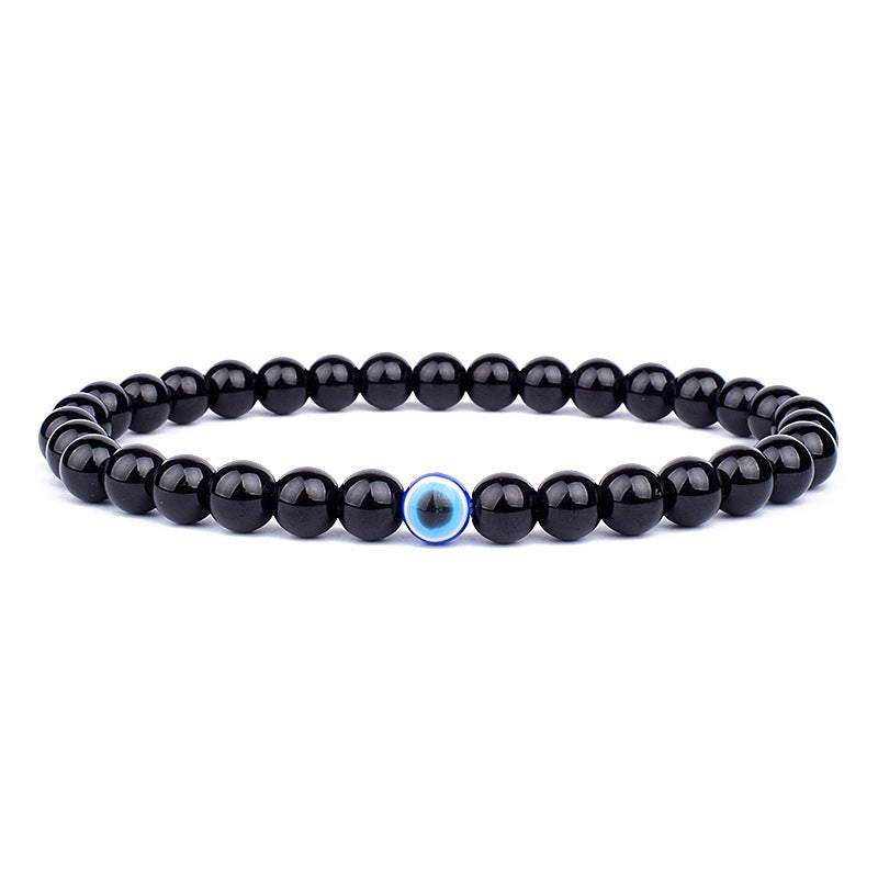 Wholesale 6Mm Natural Stone Evil Eye Stretch Bracelet Handmade Peacock Stone Jewelry Accessory Chic Fashion For Party And Gift Giving