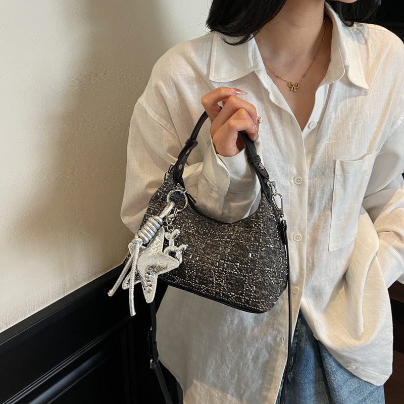 Wholesale Bright diamond handbag textured shoulder crossbody bag