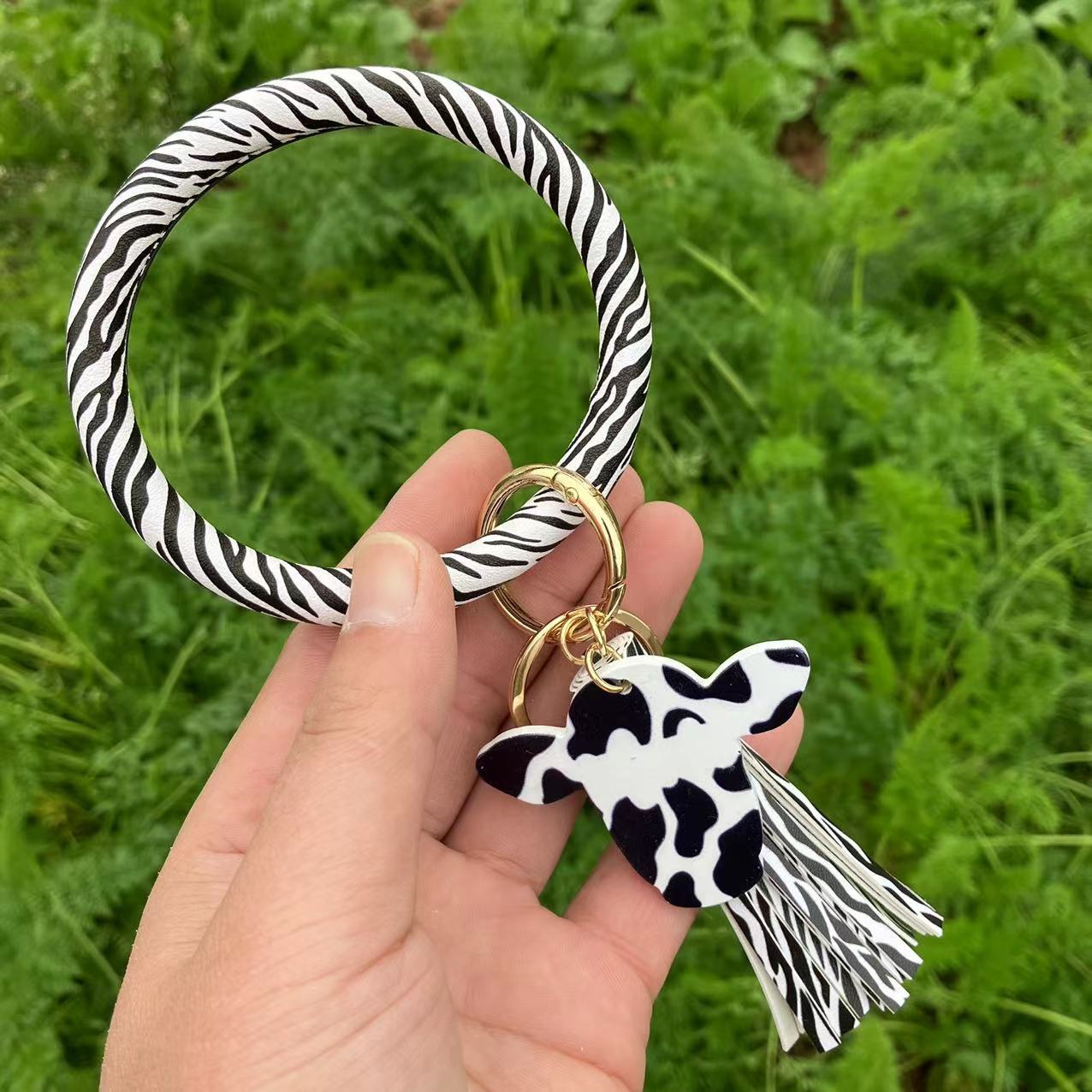 WholesalePU Leather Tassel Bracelet Keychain